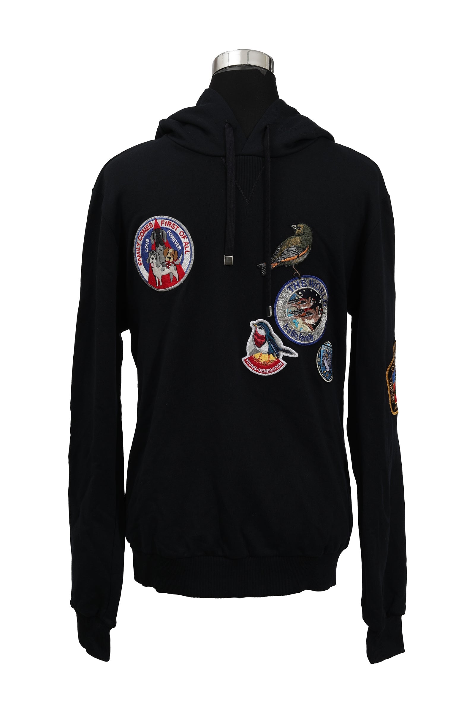 Dolce & Gabbana Size L Blue Patchwork Hoodie 