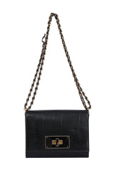Fendi Claudia Pequin Embossed Vernice Leather Shoulder Bag 
