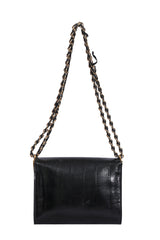 Fendi Claudia Pequin Embossed Vernice Leather Shoulder Bag 