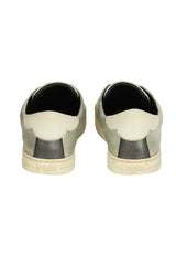 Fendi EU 37 Silver Leather Rockoclick Slip On Sneaker 
