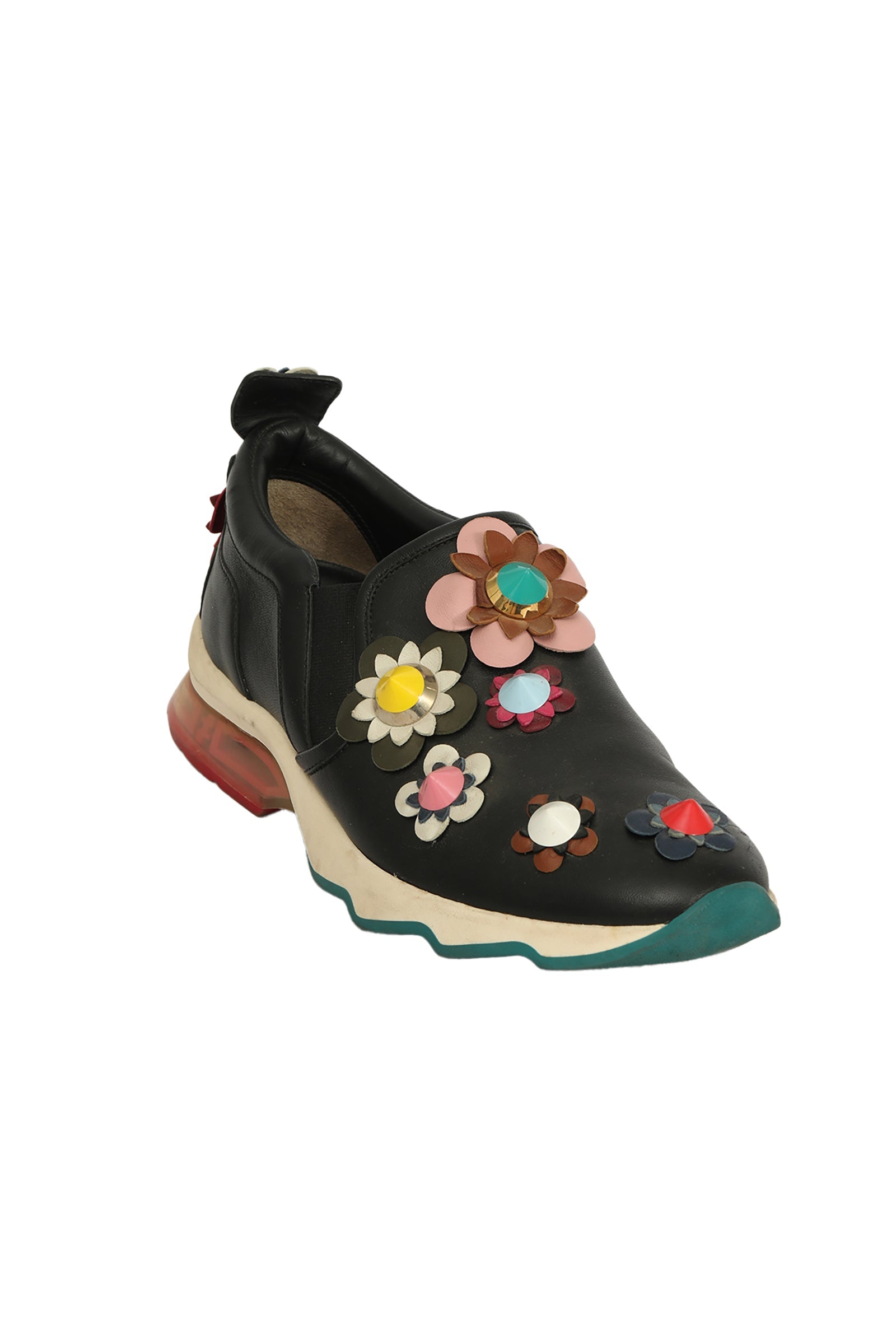 Fendi EU 38 Leather Flowerland Low Top Sneakers 