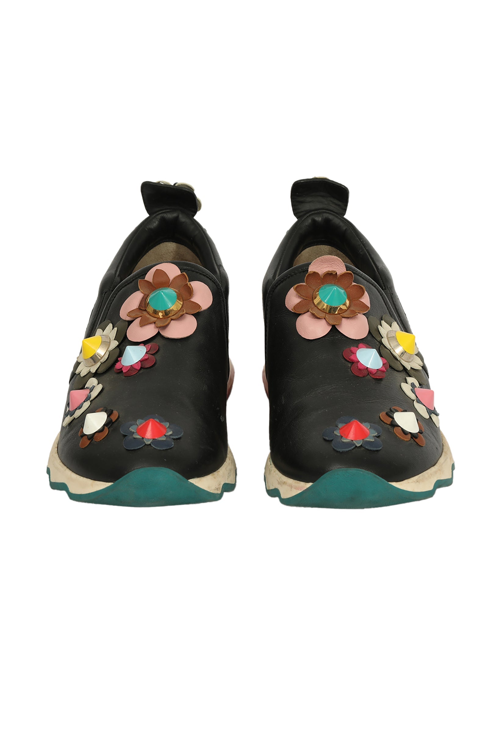 Fendi EU 38 Leather Flowerland Low Top Sneakers 