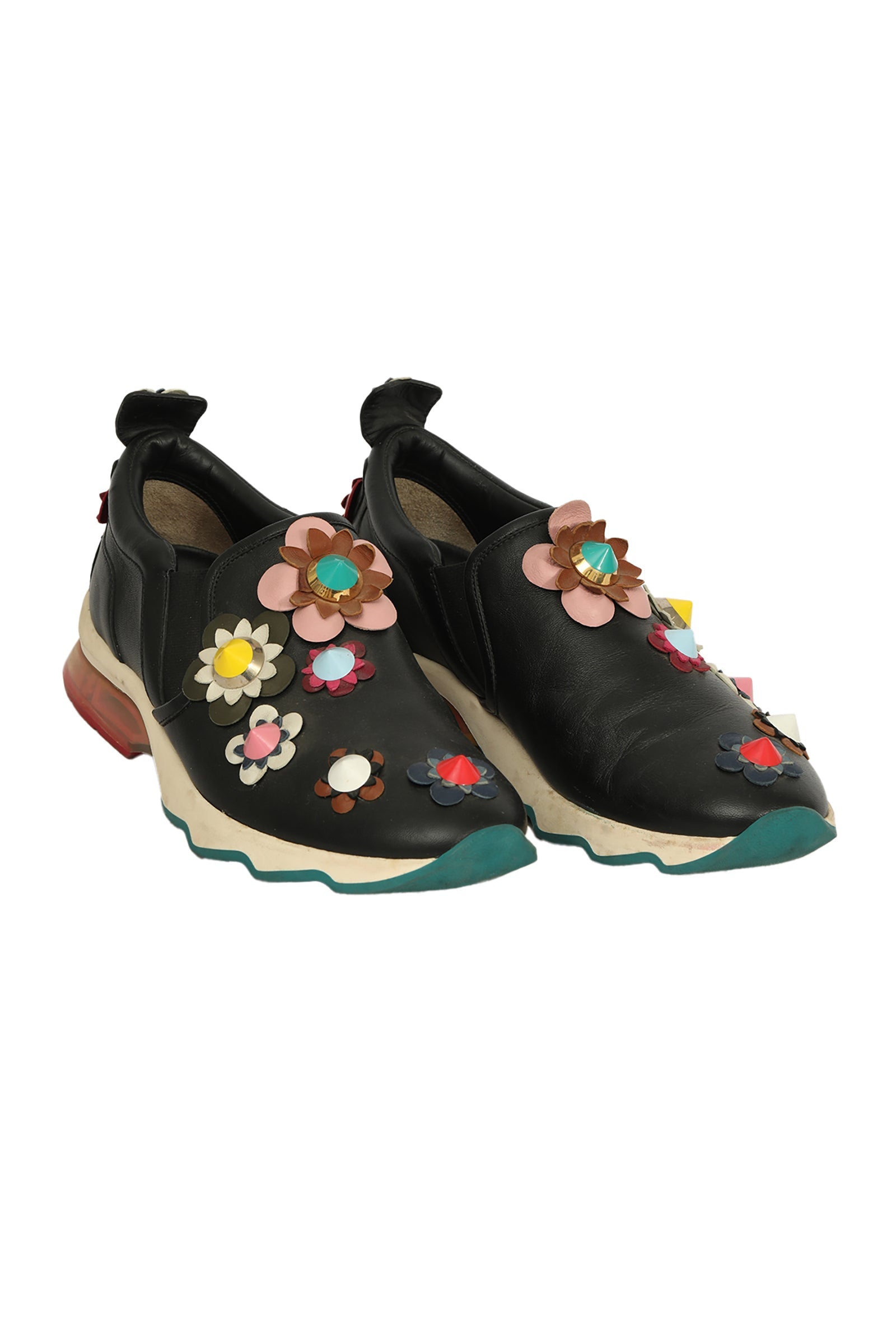Fendi EU 38 Leather Flowerland Low Top Sneakers 
