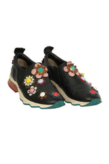Fendi EU 38 Leather Flowerland Low Top Sneakers 