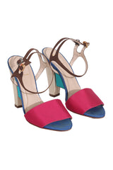 Fendi Multicolor Canvas Fantasia Ankle Strap Wedges 