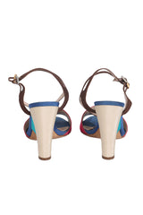 Fendi Multicolor Canvas Fantasia Ankle Strap Wedges 