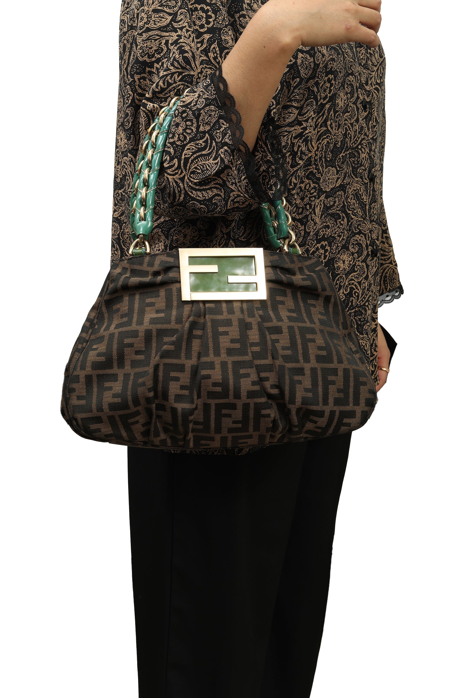 Fendi Tobacco Zucca Mia Shoulder Bag 