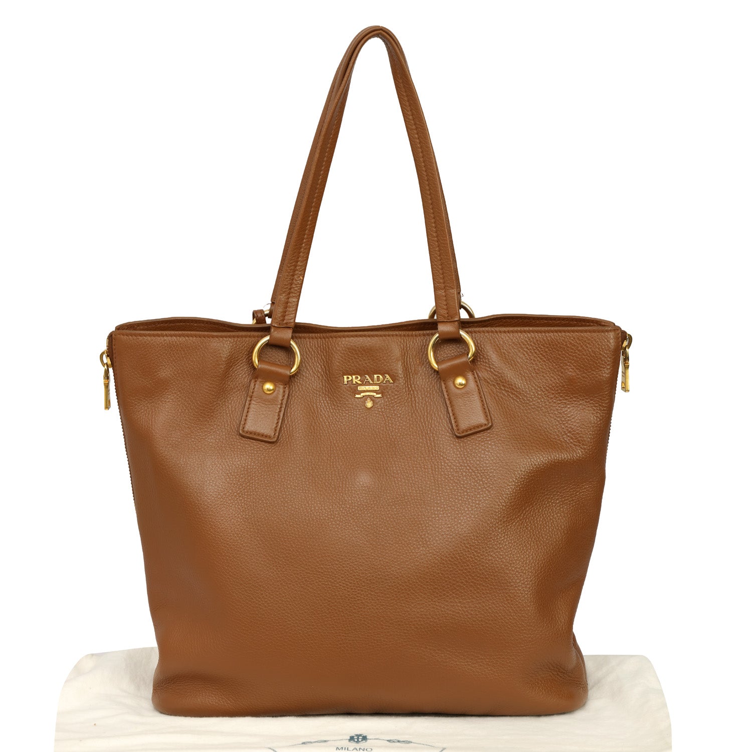 ヒデ Prada Vitello Daino Side Zip Shopper Tote Bag for Women | Luxury