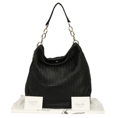 CHRISTIAN DIOR WOVEN LEATHER HOBO BAG