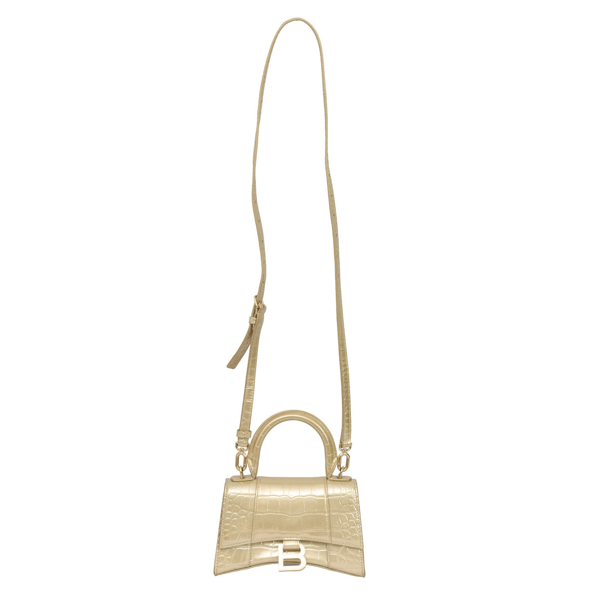 BALENCIAGA METALLIC XS HOURGLASS CROSSBODY BAG
