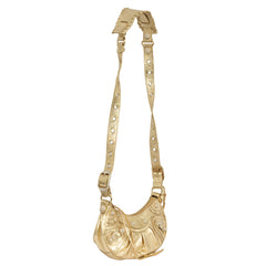 BALENCIAGA METALLIC LEATHER XS LE CAGOLE CROSSBODY BAG