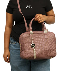 VERSACE DEMETRA VANITAS LARGE LEATHER SHOULDER BAG