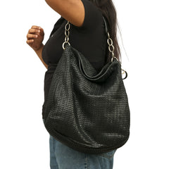 CHRISTIAN DIOR WOVEN LEATHER HOBO BAG