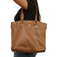 PRADA VITELLO DAINO SIDE ZIP SHOPPER TPTE BAG