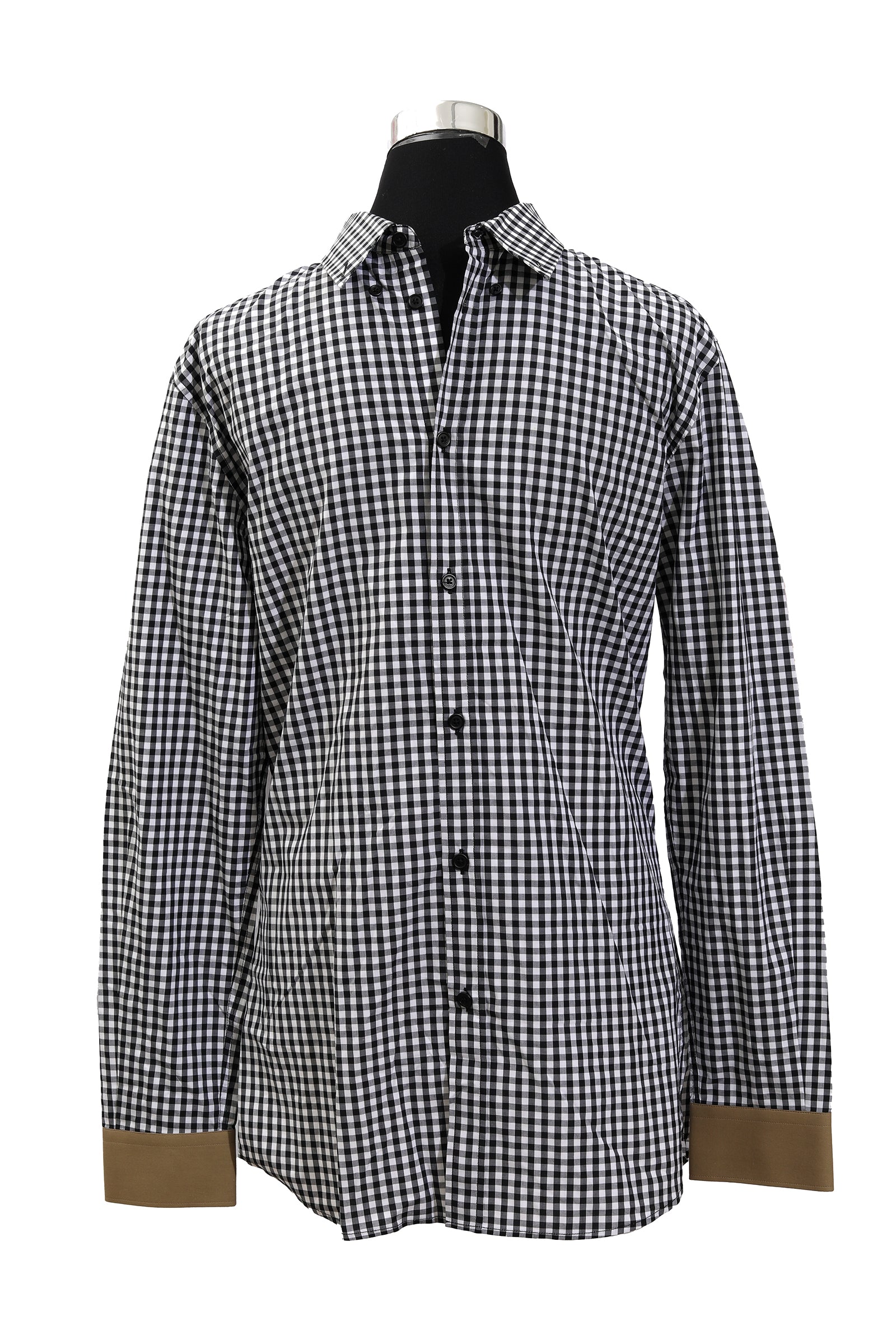 Givenchy Size M Black & White Check Collar Shirt 