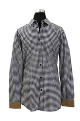 Givenchy Size M Black & White Check Collar Shirt 