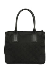Gucci Black Leather And Canvas Monogram Tote Bag