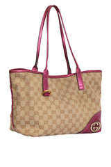 Gucci Canvas Britt Pink Tote Bag 