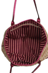 Gucci Canvas Britt Pink Tote Bag 