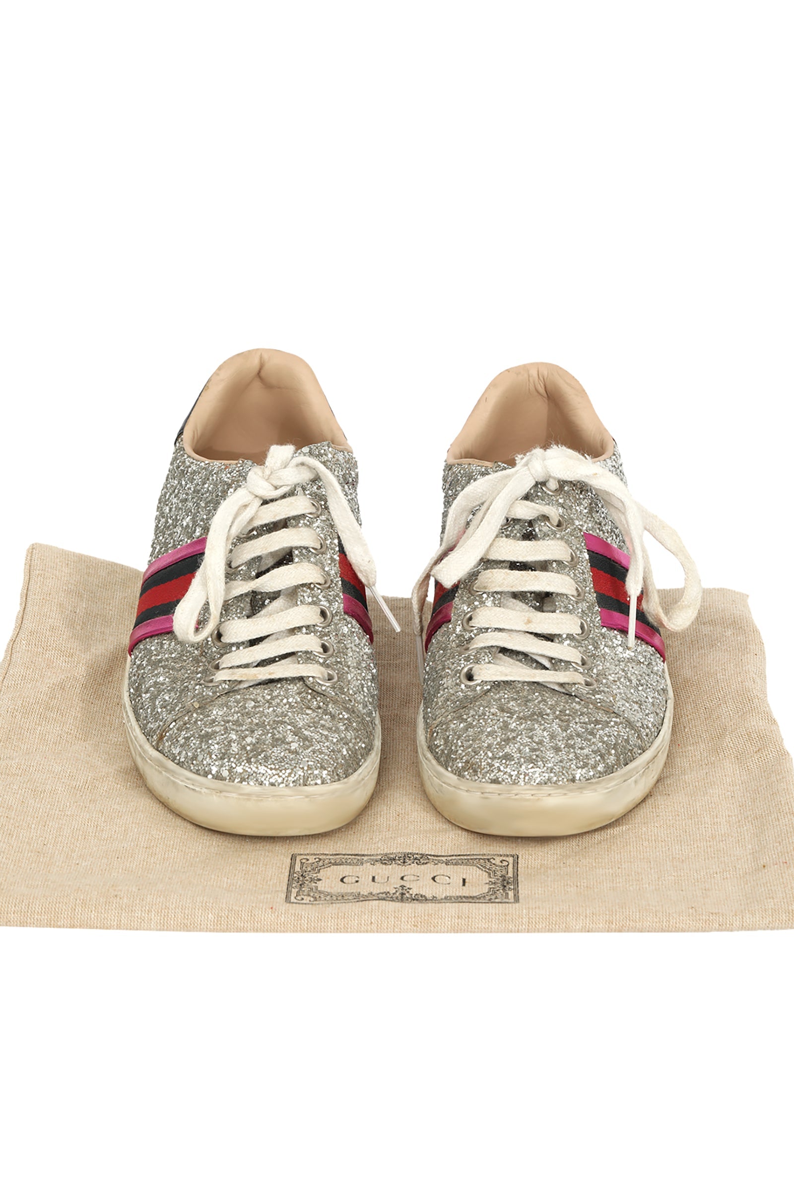Gucci EU 36 Silver Glitter Wed Low Top Sneaker 