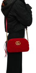 Gucci Gg Marmont Small Camera Velvet Sling Bag 