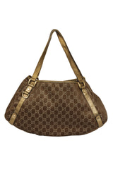 Gucci Gold Metallic Monogram Abbey D-Ring Tote