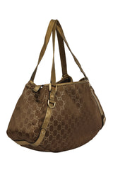 Gucci Gold Metallic Monogram Abbey D-Ring Tote