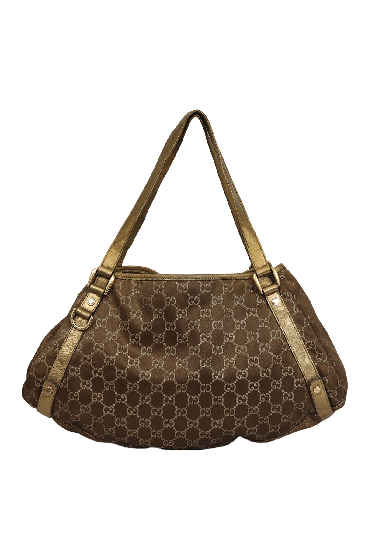 Gucci Gold Metallic Monogram Abbey D-Ring Tote