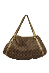 Gucci Gold Metallic Monogram Abbey D-Ring Tote
