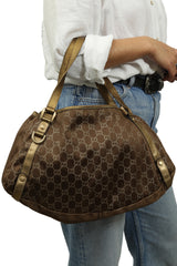 Gucci Gold Metallic Monogram Abbey D-Ring Tote