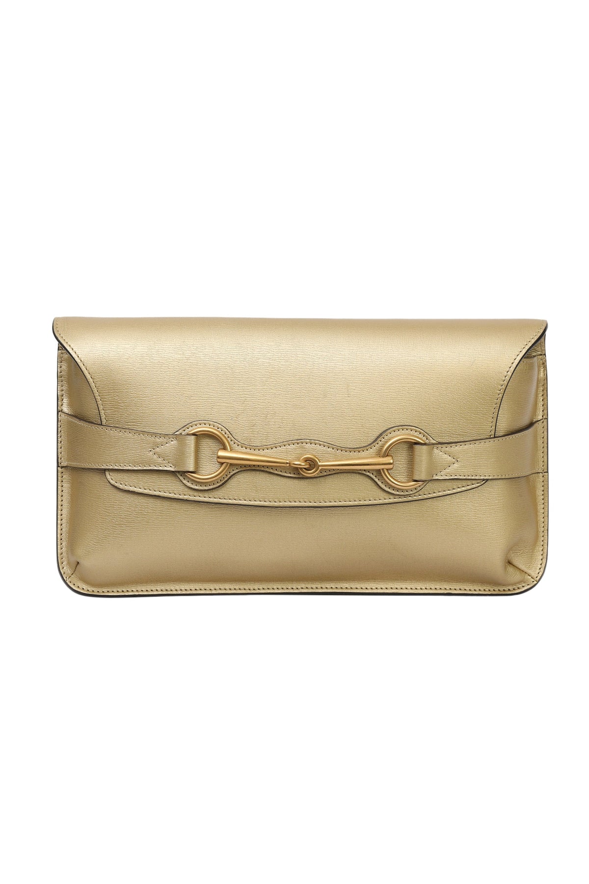 Gucci Metallic Leather Horse Bit Clutch 