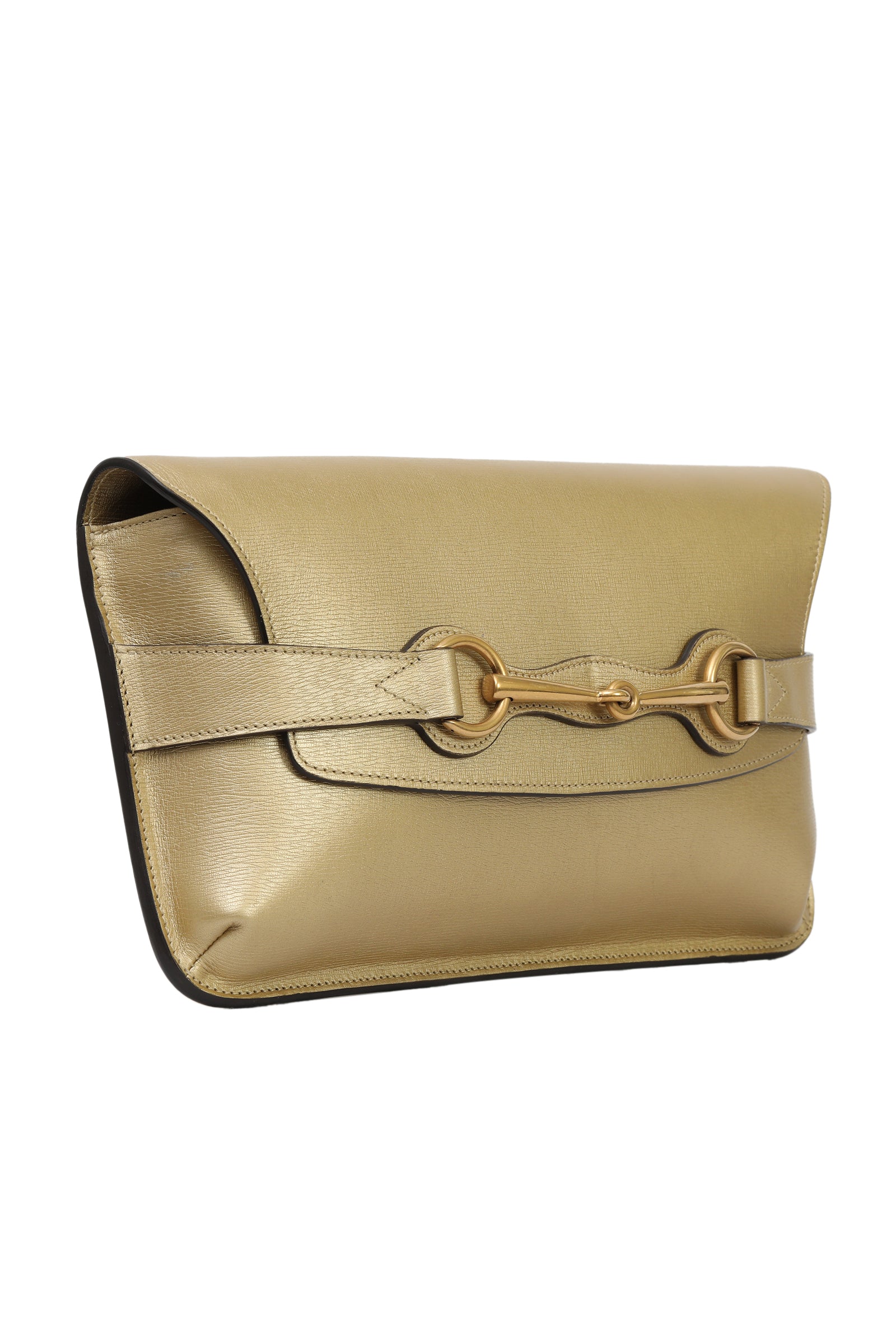 Gucci Metallic Leather Horse Bit Clutch 