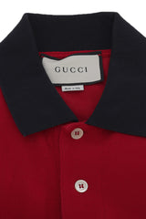 Gucci Red Cotton Pique Gg Embroidered T-Shirt 