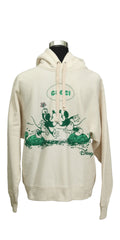 Gucci Size Xs Disney Mickey Minnie Printed Logo White Hoodie 