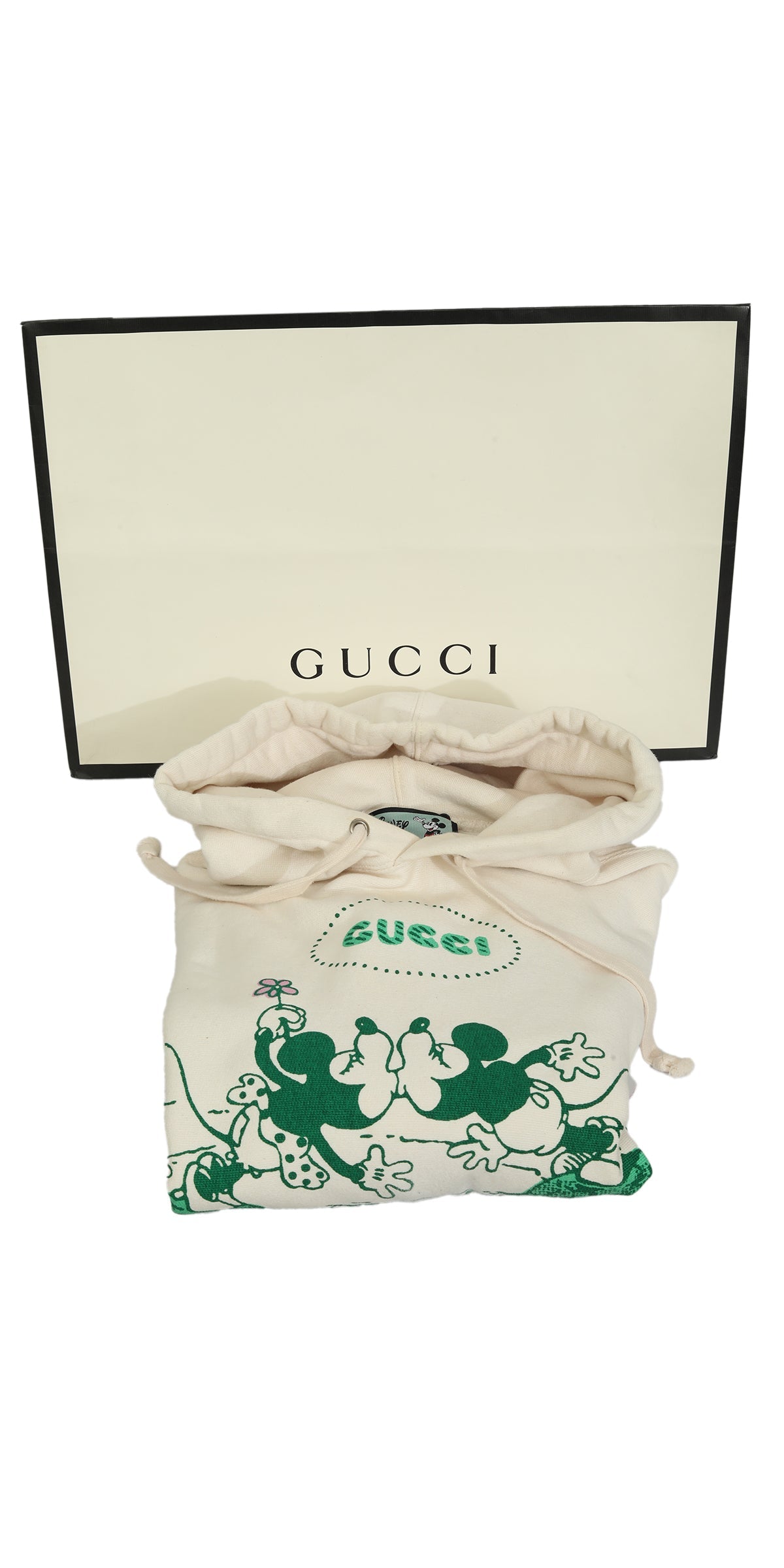 Gucci Size Xs Disney Mickey Minnie Printed Logo White Hoodie 