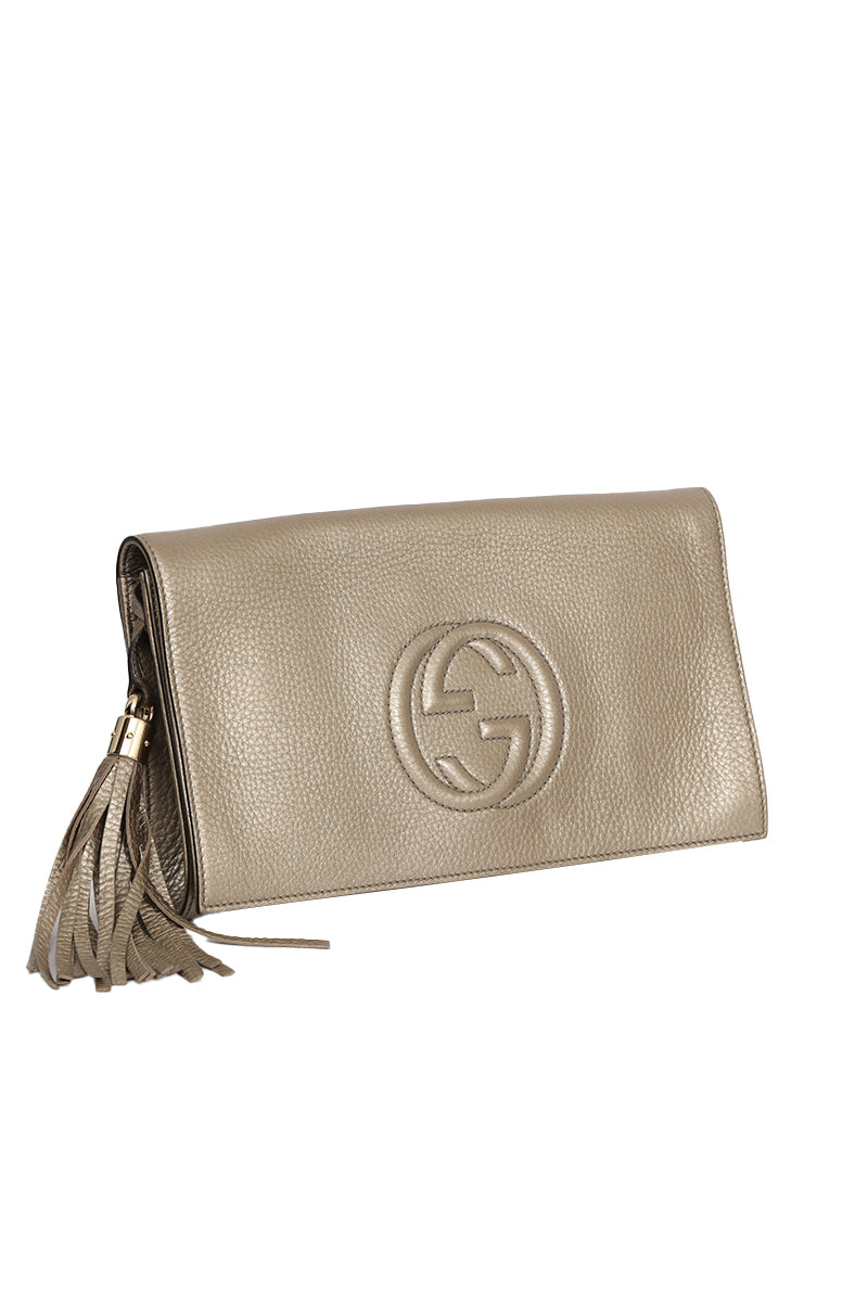 Gucci Soho Gold Leather Clutch 