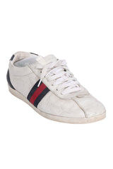 Gucci White Leather Web Ace Sneakers 