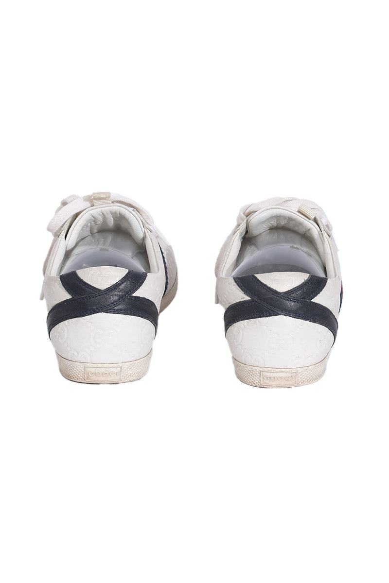 Gucci White Leather Web Ace Sneakers 