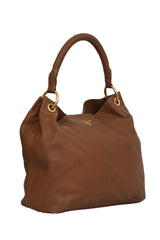 Prada Brown Vitello Diano Leather Hobo Tote Bag