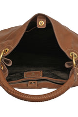 Prada Brown Vitello Diano Leather Hobo Tote Bag