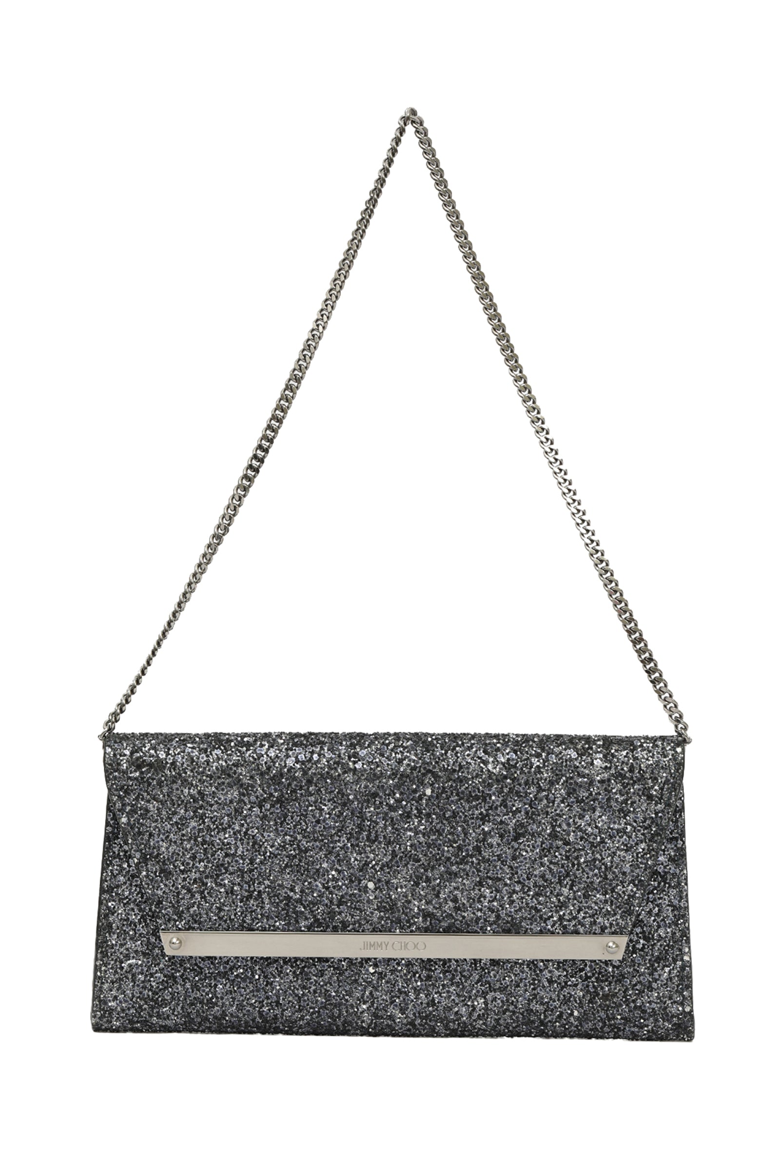 Jimmy Choo Margot Coated Glitter Anthracite Clutch 