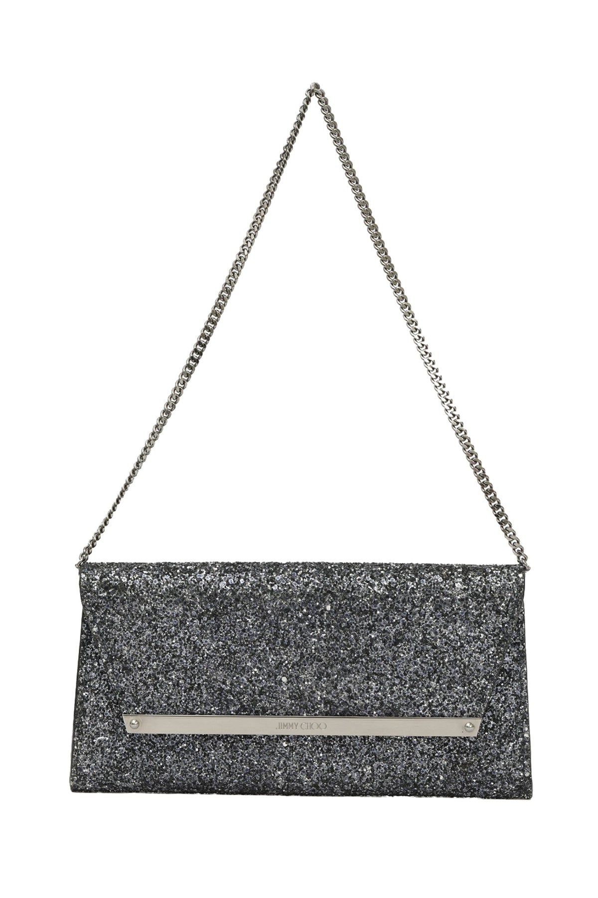Jimmy Choo Margot Coated Glitter Anthracite Clutch 