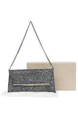 Jimmy Choo Margot Coated Glitter Anthracite Clutch 