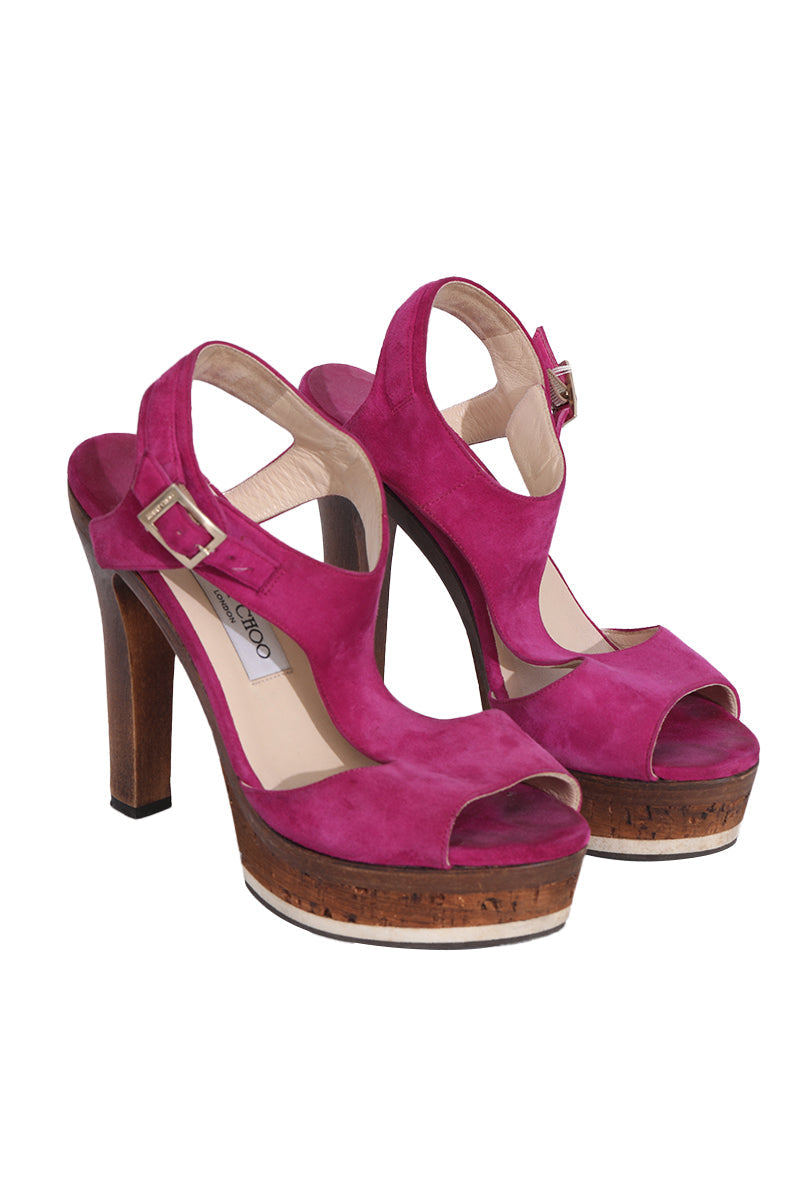 Jimmy Choo Pink Suede Wedges 