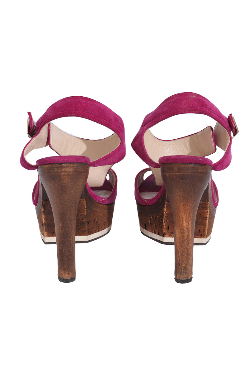 Jimmy Choo Pink Suede Wedges 