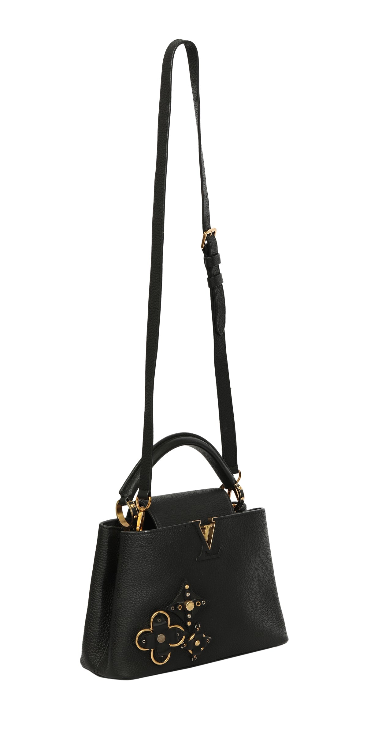 Louis Vuitton Black Taurillon Leather Mechanical Flower Capucines Bb Bag 