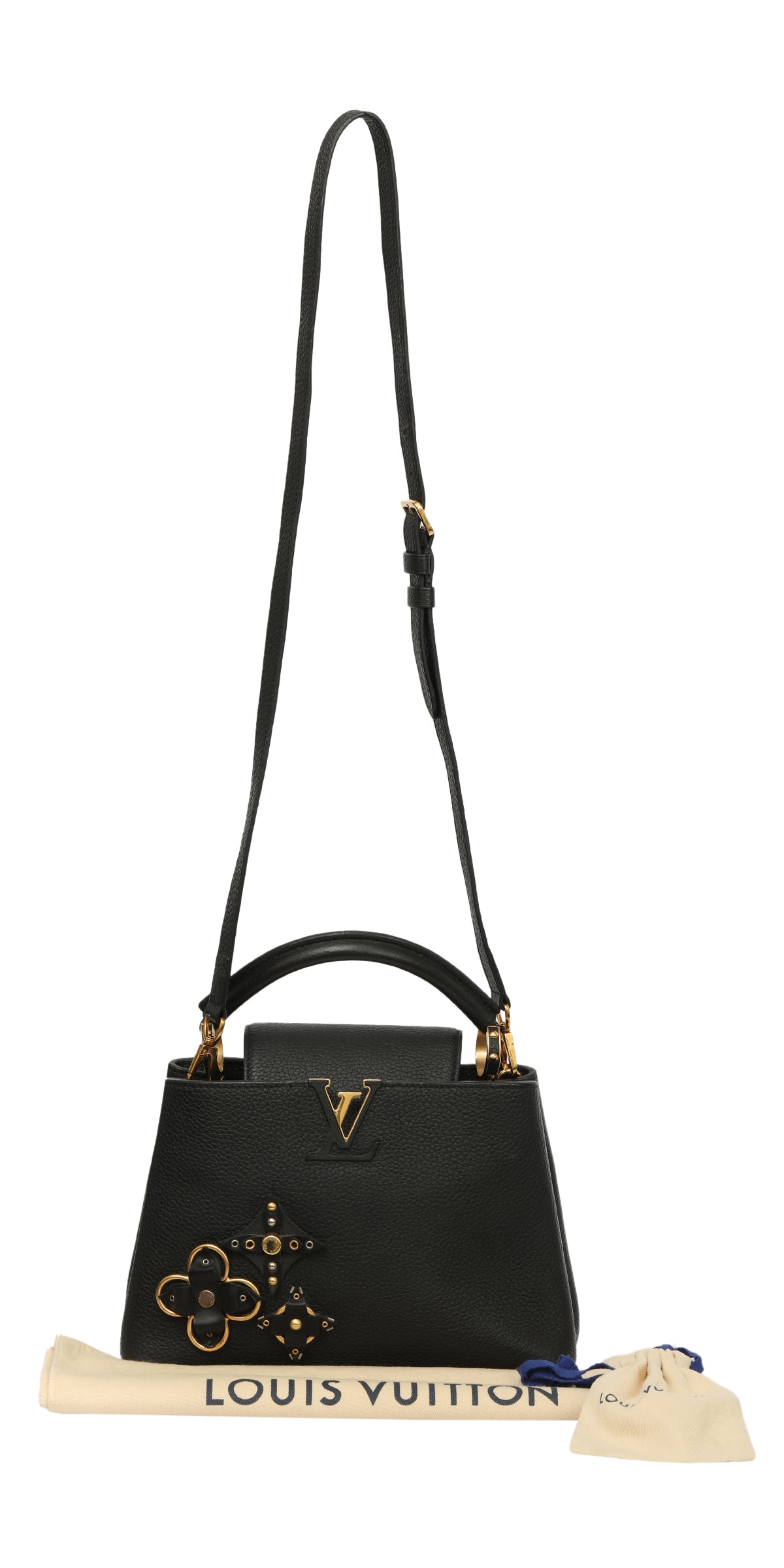 Louis Vuitton Black Taurillon Leather Mechanical Flower Capucines Bb Bag 