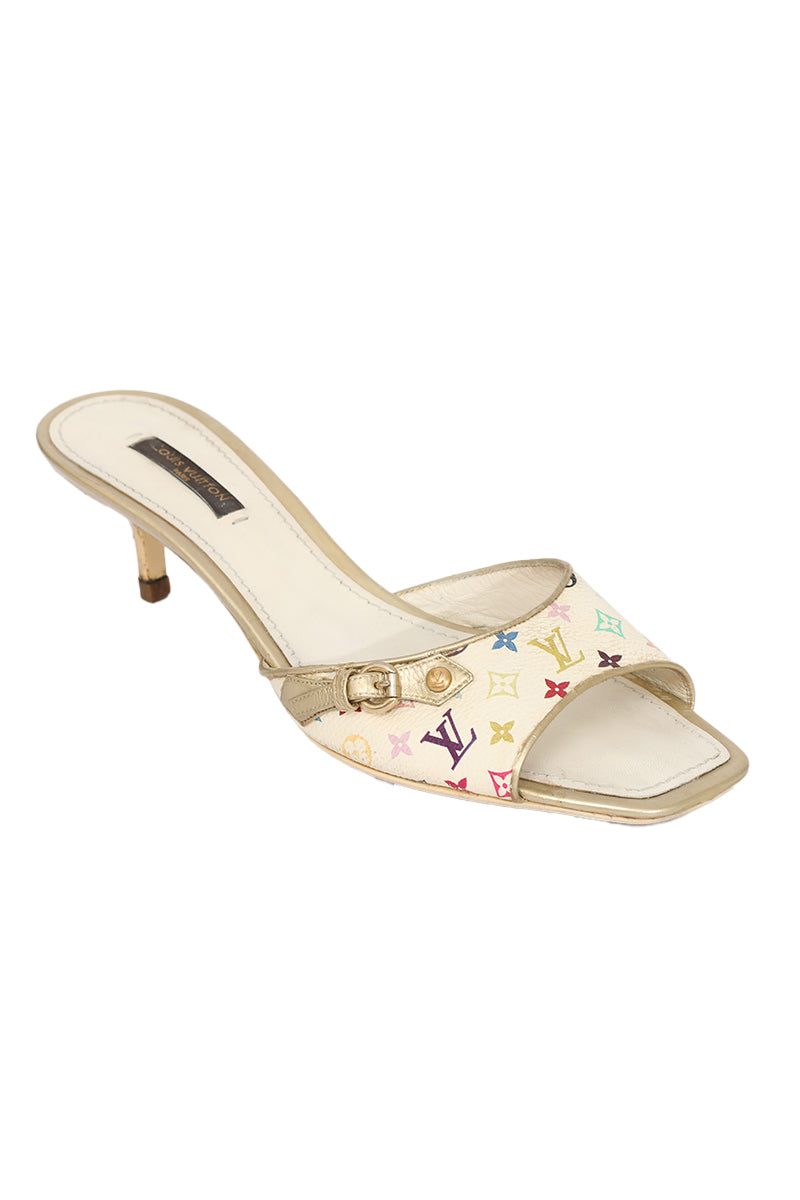 Louis Vuitton EU 37 Multicolor Monogram Kitten Heel 