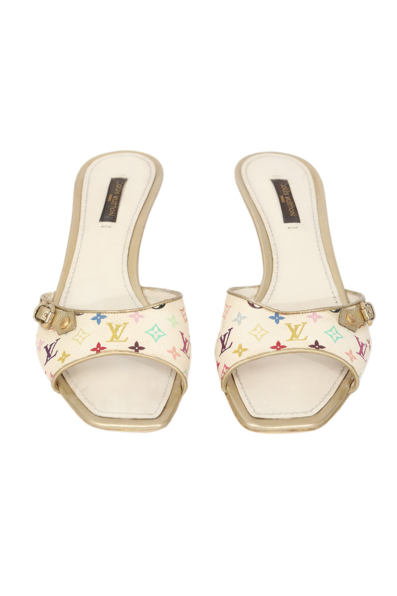 Louis Vuitton EU 37 Multicolor Monogram Kitten Heel 