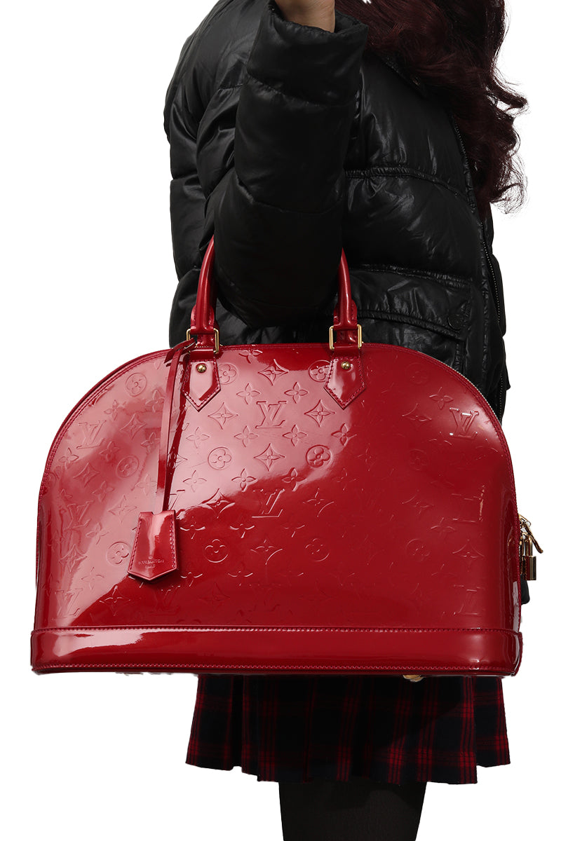 Louis Vuitton Red Monogram Vernis Alma Gm Bag 